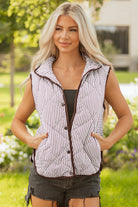 Striped Quilted Sleeveless Vest-Vests-Krush Kandy, Women's Online Fashion Boutique Located in Phoenix, Arizona (Scottsdale Area)