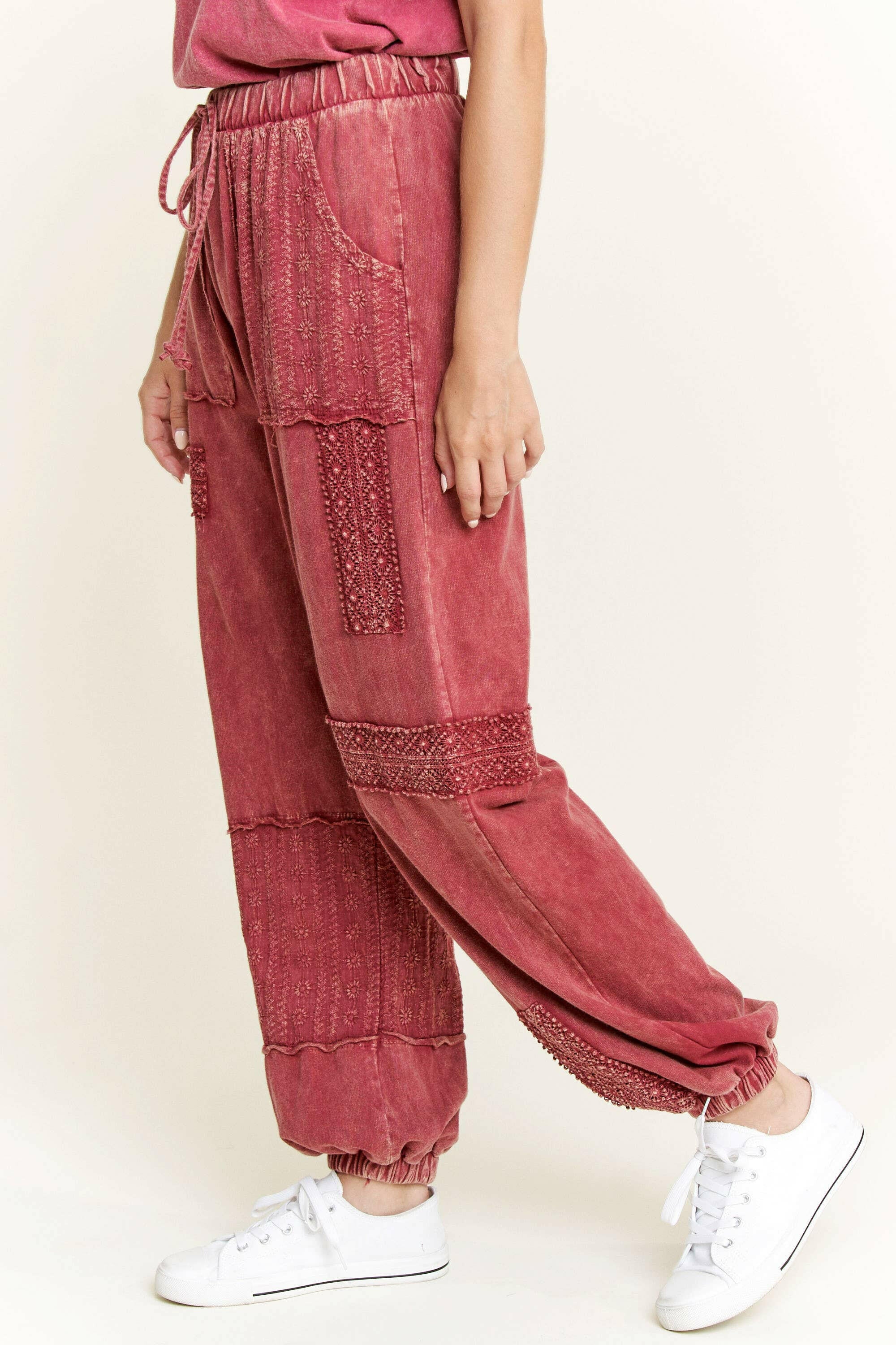 MineralWash Eyelet detailed Boho Joggers-Krush Kandy, Women's Online Fashion Boutique Located in Phoenix, Arizona (Scottsdale Area)