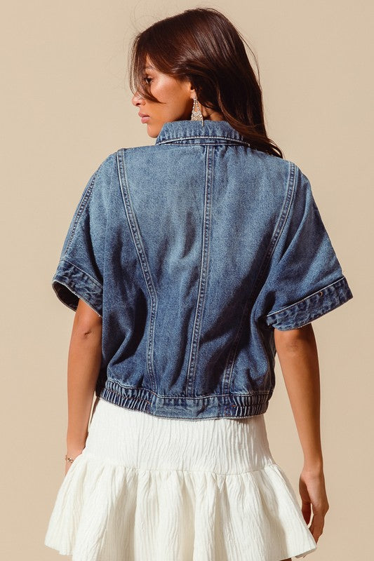 Button Front Dolman Denim Jacket-Tops-Krush Kandy, Women's Online Fashion Boutique Located in Phoenix, Arizona (Scottsdale Area)