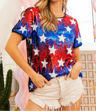 BiBi American Theme Star Pattern Sequin Top-tops-Krush Kandy, Women's Online Fashion Boutique Located in Phoenix, Arizona (Scottsdale Area)