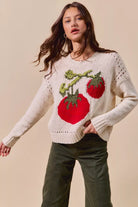 SO ME Vegetable Round Neck Long Sleeve Sweater-Sweater-Krush Kandy, Women's Online Fashion Boutique Located in Phoenix, Arizona (Scottsdale Area)