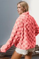 Checkered Long Sleeve Fuzzy Jacket-Jackets-Krush Kandy, Women's Online Fashion Boutique Located in Phoenix, Arizona (Scottsdale Area)