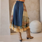 Western Boho Chic: Patchwork Midi Skirt-Skirts-Krush Kandy, Women's Online Fashion Boutique Located in Phoenix, Arizona (Scottsdale Area)