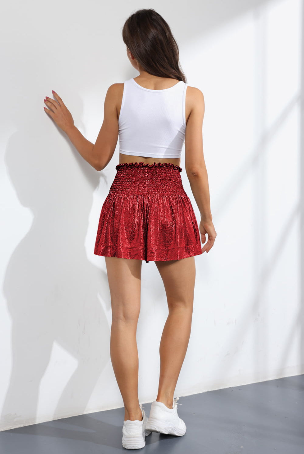 Glitter Smocked High-Waist Shorts-Krush Kandy, Women's Online Fashion Boutique Located in Phoenix, Arizona (Scottsdale Area)