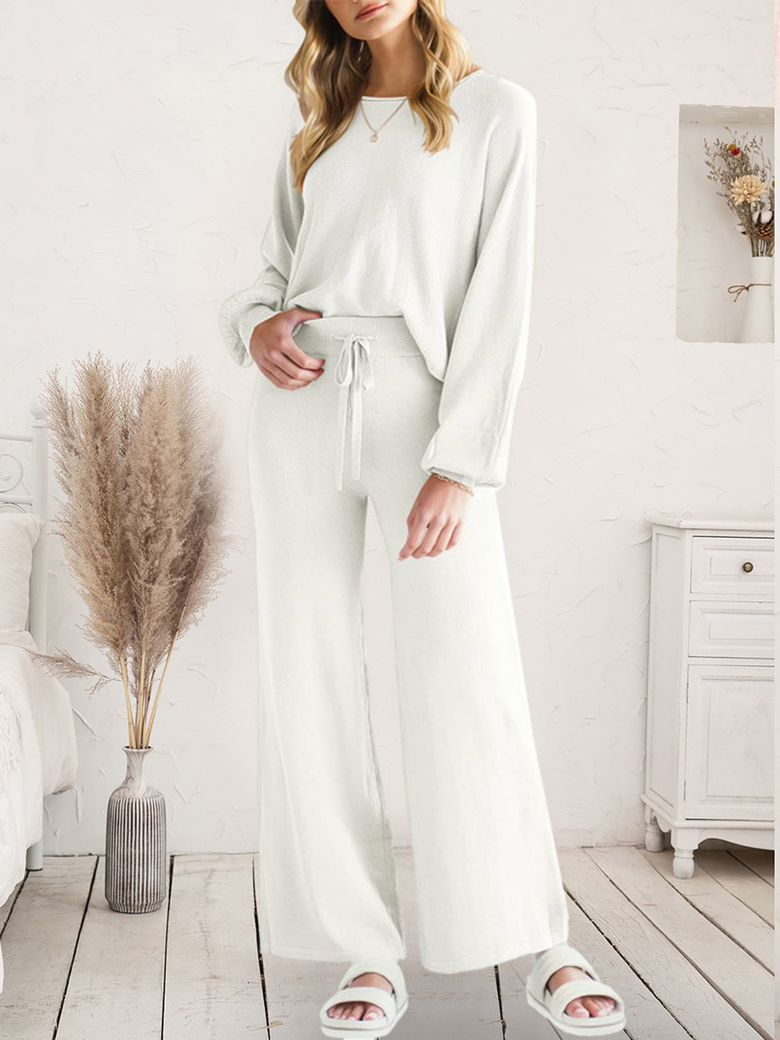 Long Sleeve Lounge Top and Drawstring Pants Set-Krush Kandy, Women's Online Fashion Boutique Located in Phoenix, Arizona (Scottsdale Area)