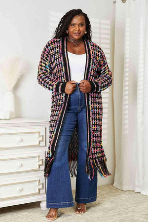Fringe Hem Cardigan in Multicolored Styles