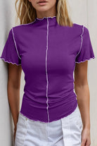 Ruffled Edge Mock Neck Top-Tops-Krush Kandy, Women's Online Fashion Boutique Located in Phoenix, Arizona (Scottsdale Area)