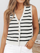 Striped V-Neck Knit Vest-Krush Kandy, Women's Online Fashion Boutique Located in Phoenix, Arizona (Scottsdale Area)