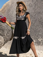 Embroidered Square Neck Ruffle Hem Dress-Krush Kandy, Women's Online Fashion Boutique Located in Phoenix, Arizona (Scottsdale Area)