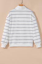 White & Black Striped Quarter-Zip Pullover-Sweaters-Krush Kandy, Women's Online Fashion Boutique Located in Phoenix, Arizona (Scottsdale Area)