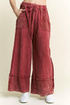 J.HER Mineral Wash Wide Pants with Raw Hem Frayed Details-Pants-Krush Kandy, Women's Online Fashion Boutique Located in Phoenix, Arizona (Scottsdale Area)
