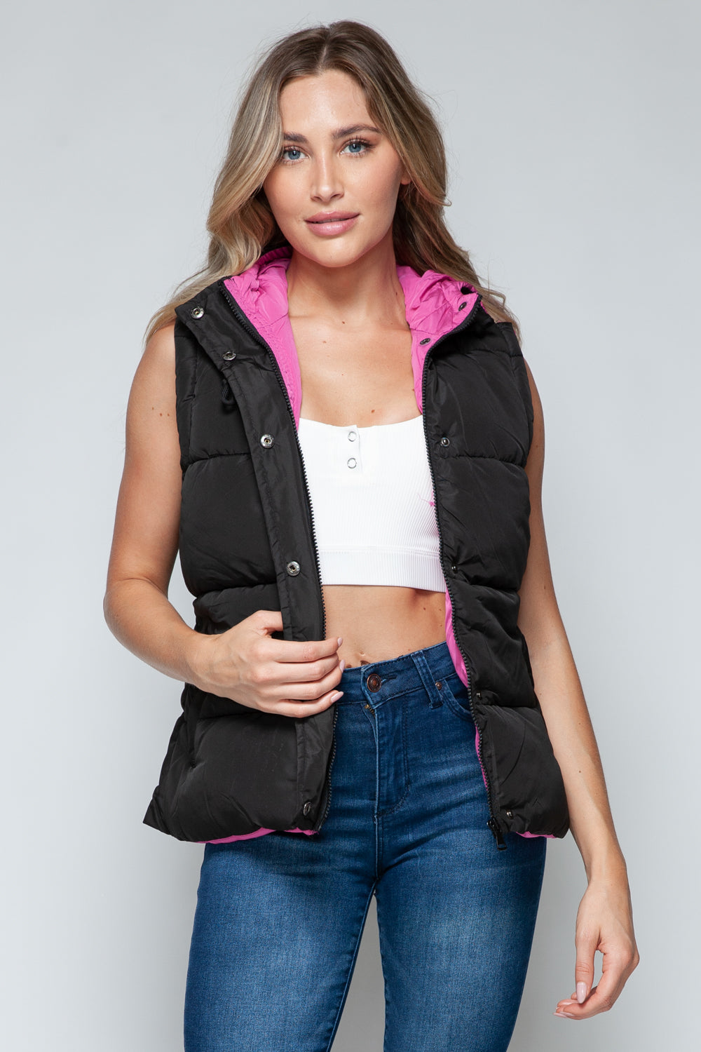 Cozy Chic: Hooded Puffer Vest Black-Vests-Krush Kandy, Women's Online Fashion Boutique Located in Phoenix, Arizona (Scottsdale Area)