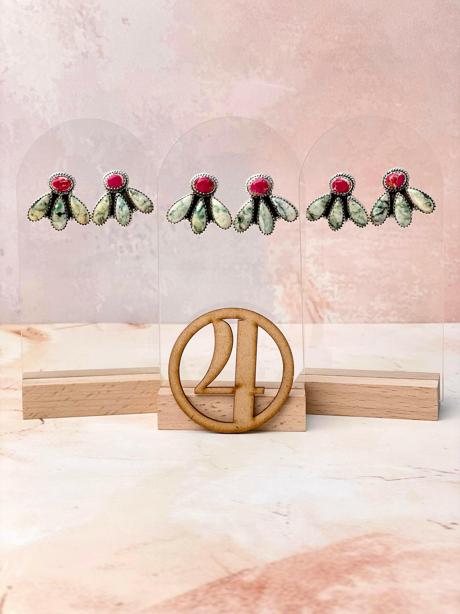 Desert Jasper Three Petal Studs-Earrings-Krush Kandy, Women's Online Fashion Boutique Located in Phoenix, Arizona (Scottsdale Area)