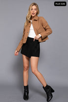 Plus Size Long Sleeve Soft Felt Jacket-Jackets-Krush Kandy, Women's Online Fashion Boutique Located in Phoenix, Arizona (Scottsdale Area)