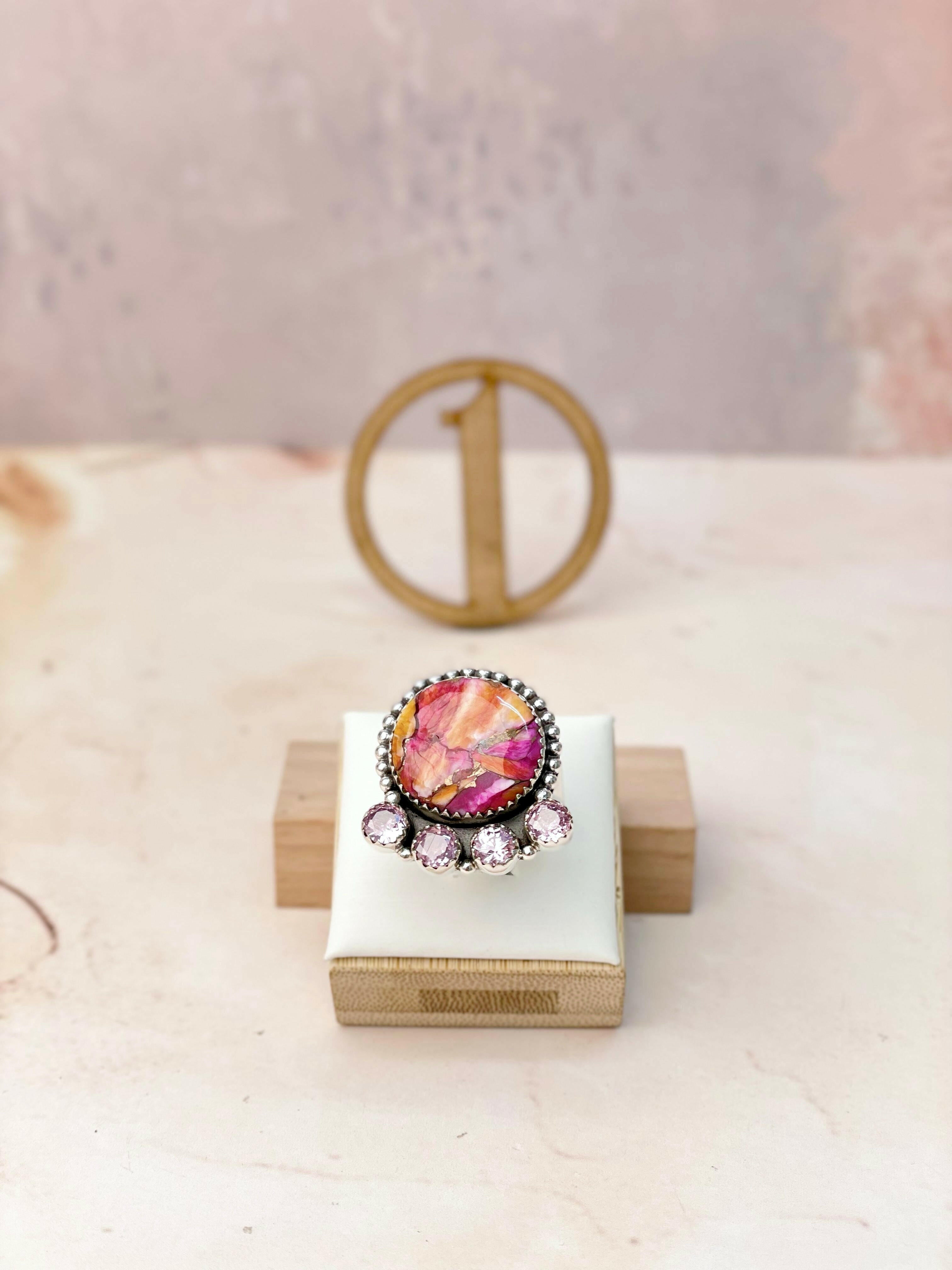 Star Burst Slab and Pink CZ Rings-Rings-Krush Kandy, Women's Online Fashion Boutique Located in Phoenix, Arizona (Scottsdale Area)