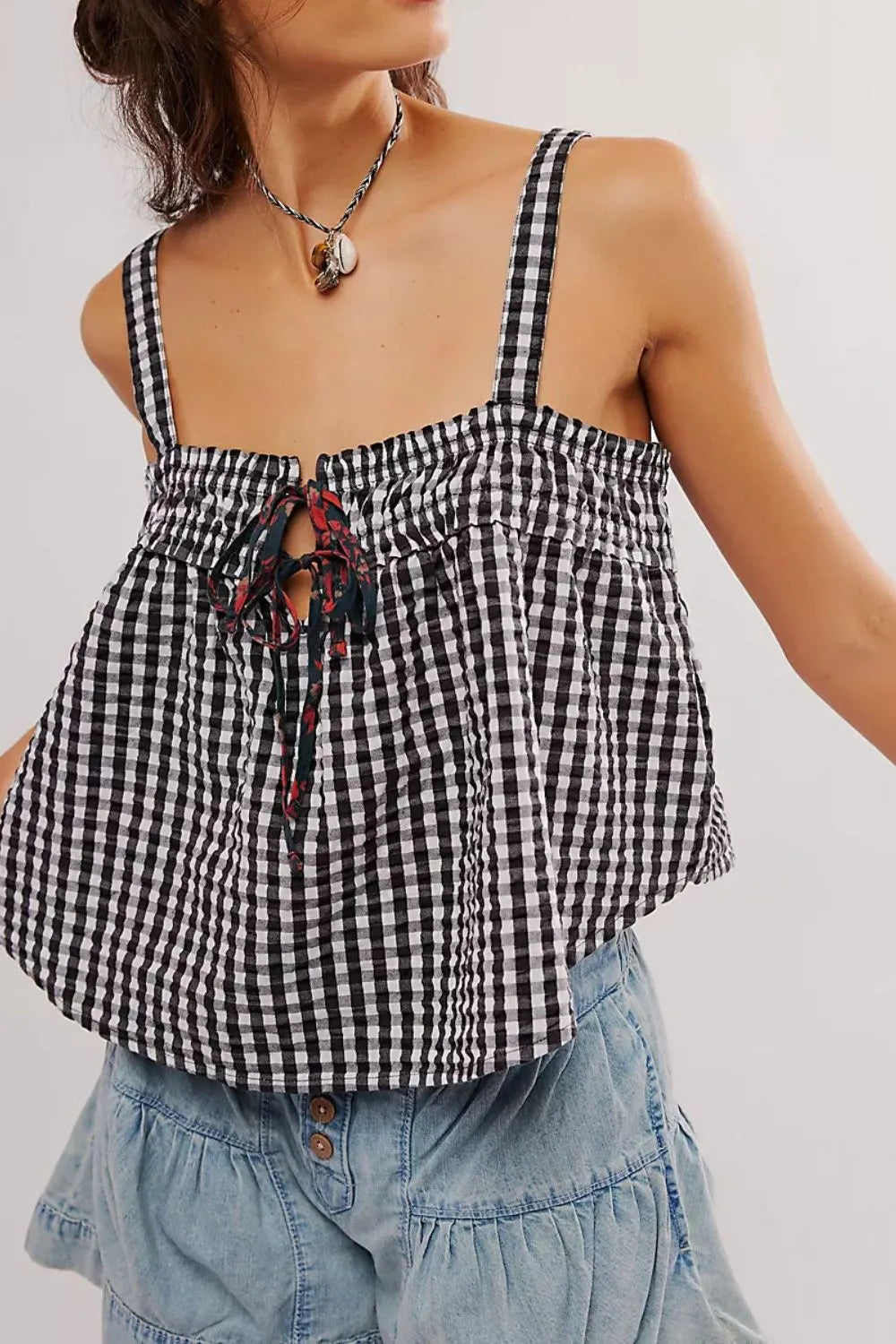 Tied Front Textured Square Neck Cami-Krush Kandy, Women's Online Fashion Boutique Located in Phoenix, Arizona (Scottsdale Area)