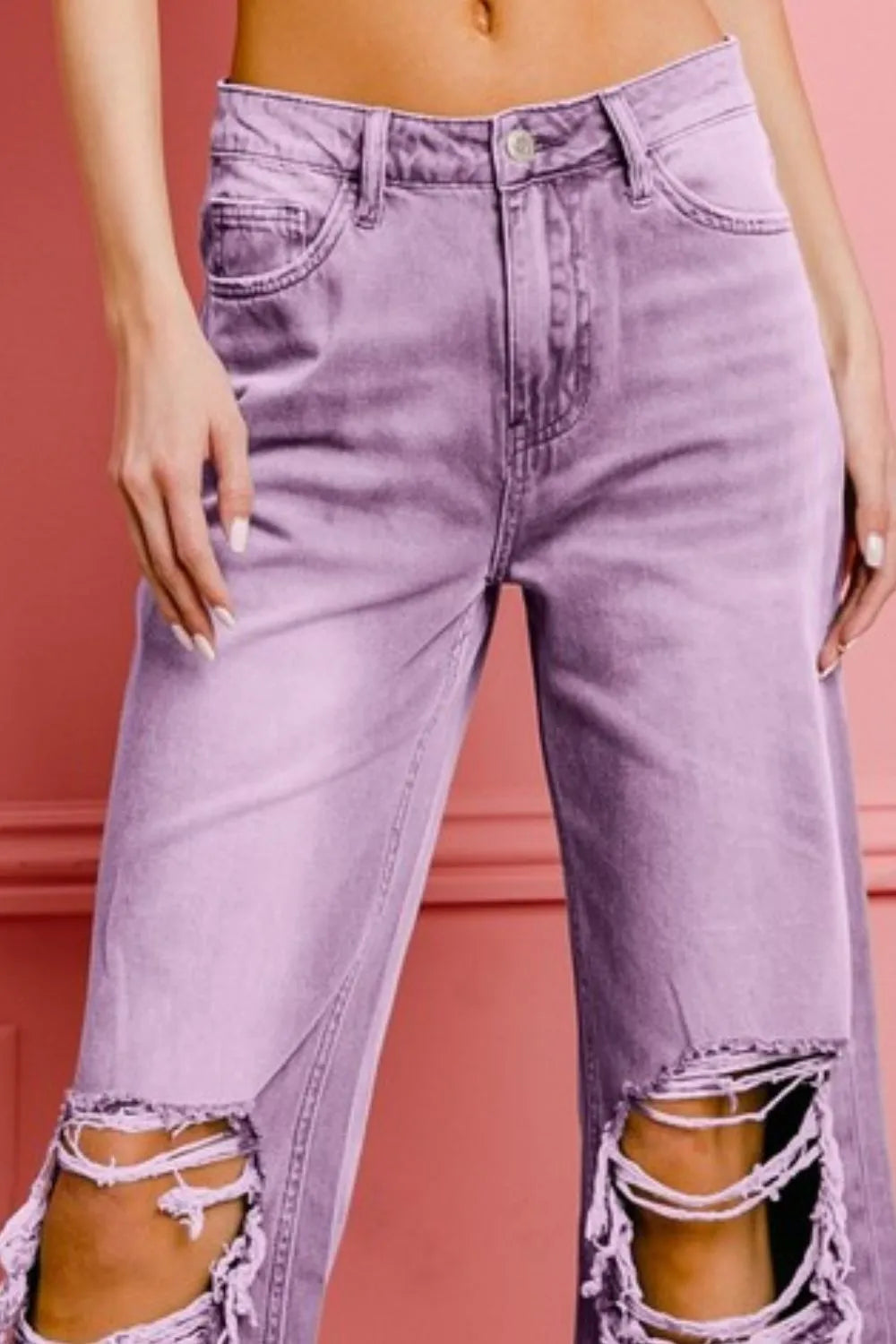 BiBi Lilac Crush Distressed Wide Leg Jeans-Denim-Krush Kandy, Women's Online Fashion Boutique Located in Phoenix, Arizona (Scottsdale Area)