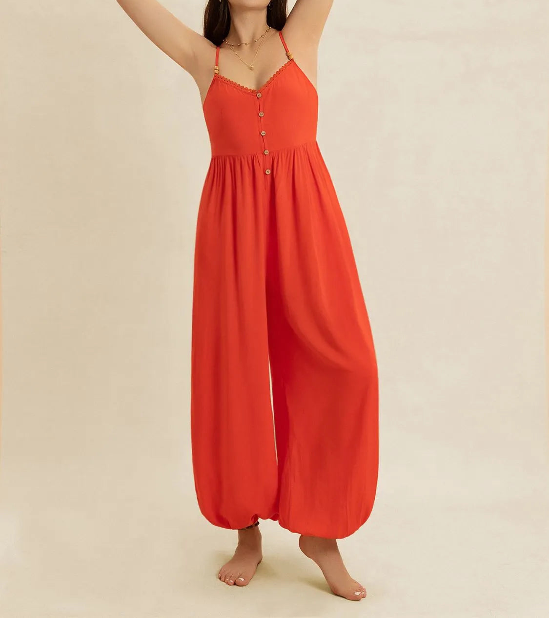 V-Neck Spaghetti Strap Jumpsuit-Jumpsuits & Rompers-Krush Kandy, Women's Online Fashion Boutique Located in Phoenix, Arizona (Scottsdale Area)