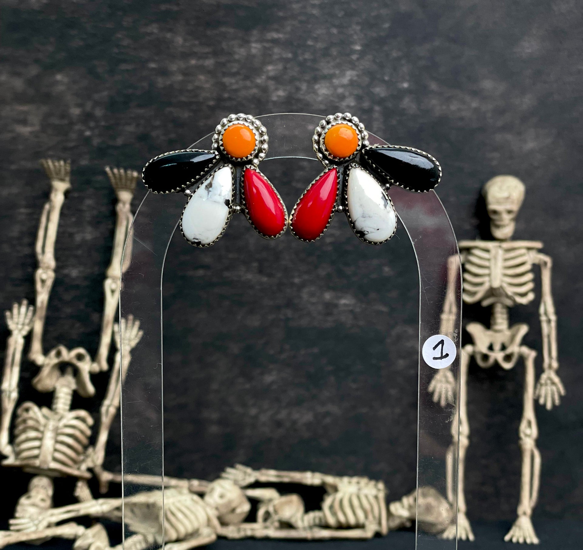 Halloween Studs Rosarita & Black Onyx sno 25-Earrings-Krush Kandy, Women's Online Fashion Boutique Located in Phoenix, Arizona (Scottsdale Area)