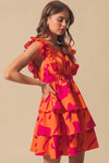 SO ME Floral V Neck Layered Dress with Elasticized Waist-Dresses-Krush Kandy, Women's Online Fashion Boutique Located in Phoenix, Arizona (Scottsdale Area)