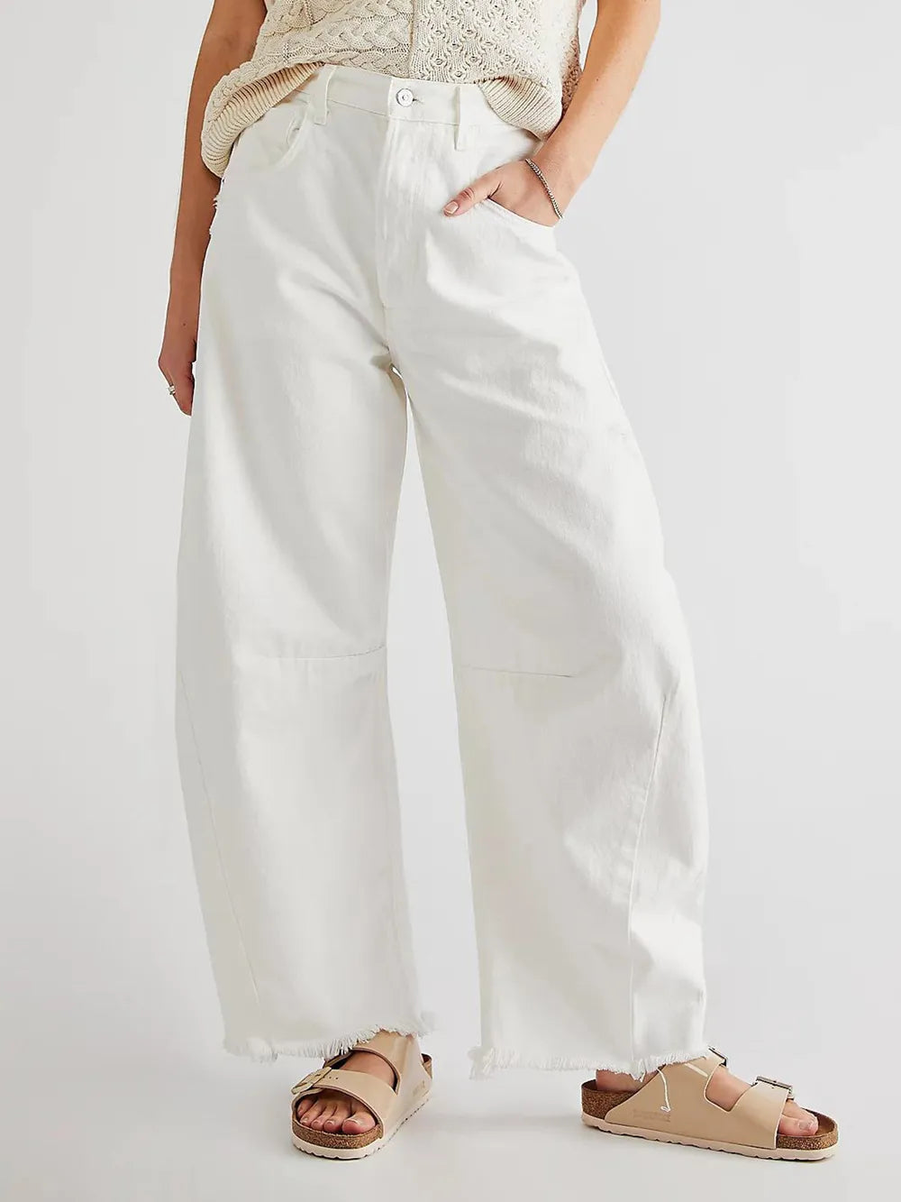 Raw Hem Wide Leg Jeans with Pockets-Jeans-Krush Kandy, Women's Online Fashion Boutique Located in Phoenix, Arizona (Scottsdale Area)
