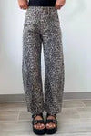 Leopard Print High Waist Barrel Jeans