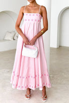 Floral Embroidered Spaghetti Strap Maxi Dress-Dresses-Krush Kandy, Women's Online Fashion Boutique Located in Phoenix, Arizona (Scottsdale Area)