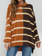 Luxe Half and Half Oversized Stripe Sweater-Sweaters-Krush Kandy, Women's Online Fashion Boutique Located in Phoenix, Arizona (Scottsdale Area)