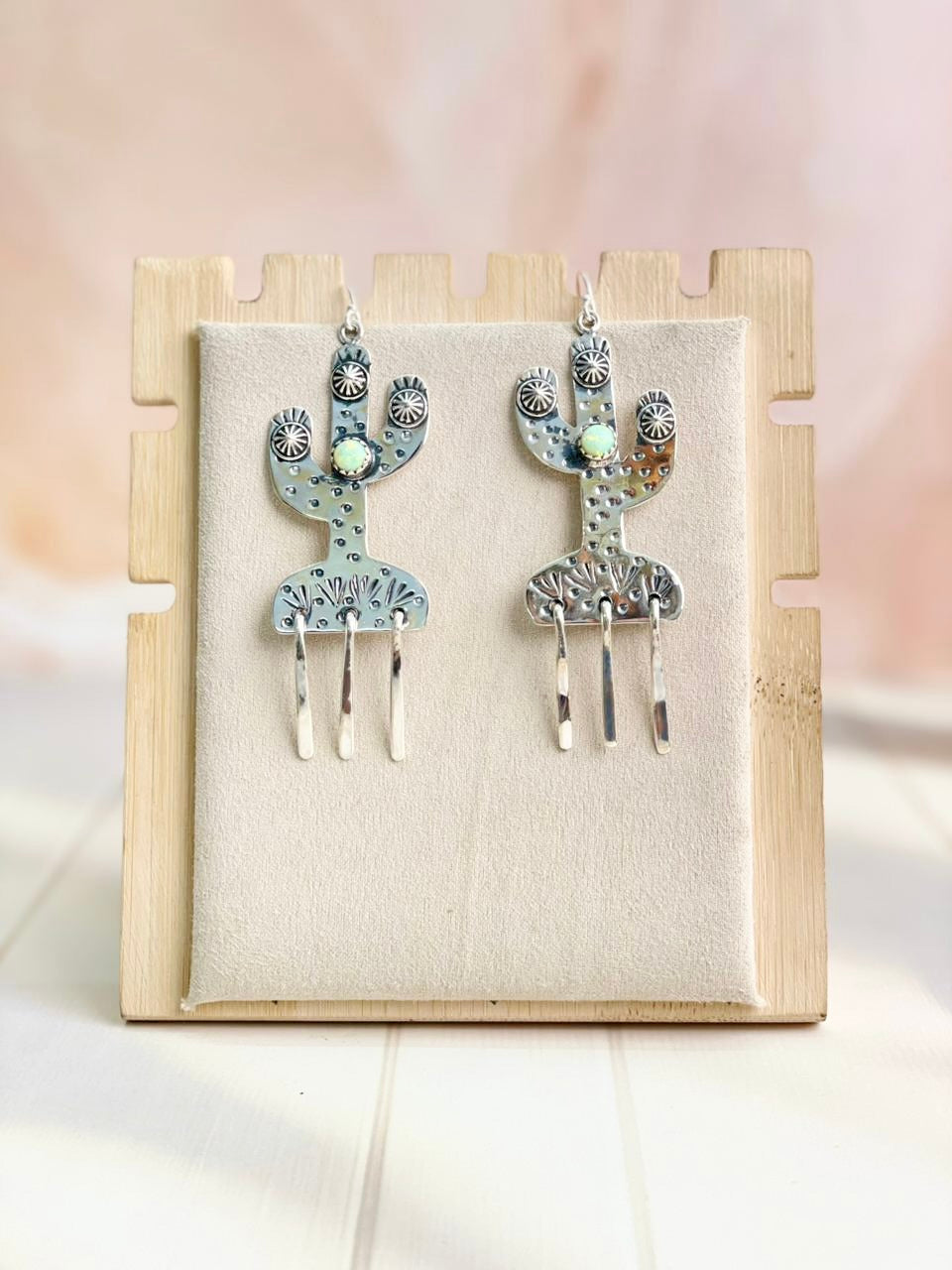 Boho Fringe Cactus Opal Dangle Earrings-Earrings-Krush Kandy, Women's Online Fashion Boutique Located in Phoenix, Arizona (Scottsdale Area)