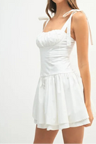 MABLE Shoulder Tie Corset Panel Mini Dress-Dresses-Krush Kandy, Women's Online Fashion Boutique Located in Phoenix, Arizona (Scottsdale Area)