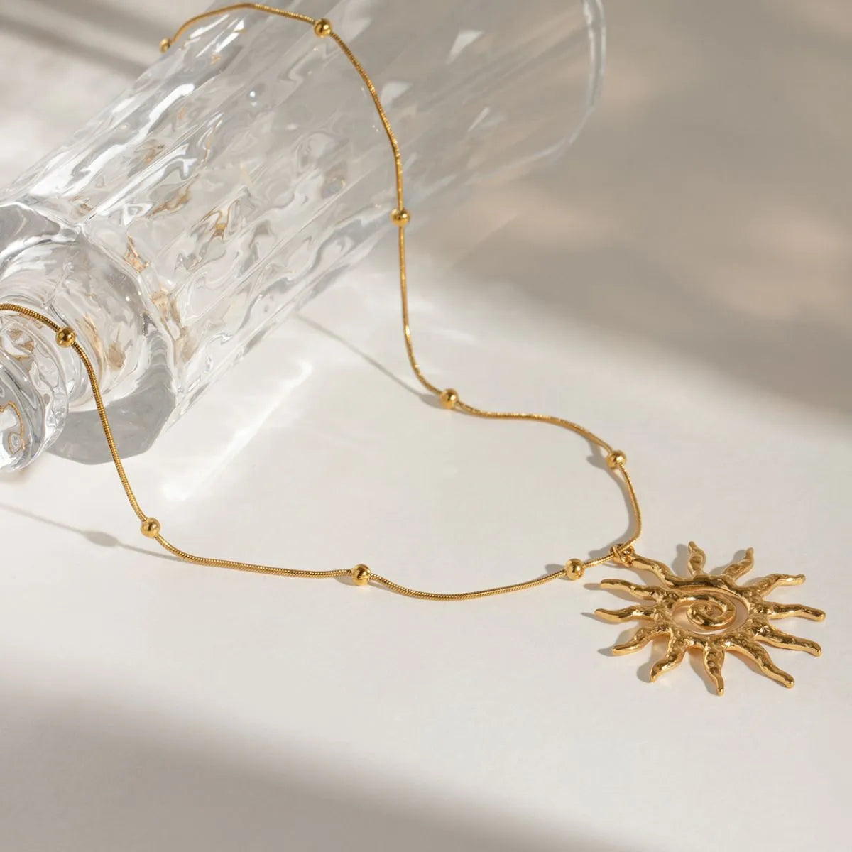 18K Gold-Plated Sun Pendant Necklace-Necklaces-Krush Kandy, Women's Online Fashion Boutique Located in Phoenix, Arizona (Scottsdale Area)