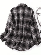 Plaid Button Up Long Sleeve Shacket-Jacket-Krush Kandy, Women's Online Fashion Boutique Located in Phoenix, Arizona (Scottsdale Area)