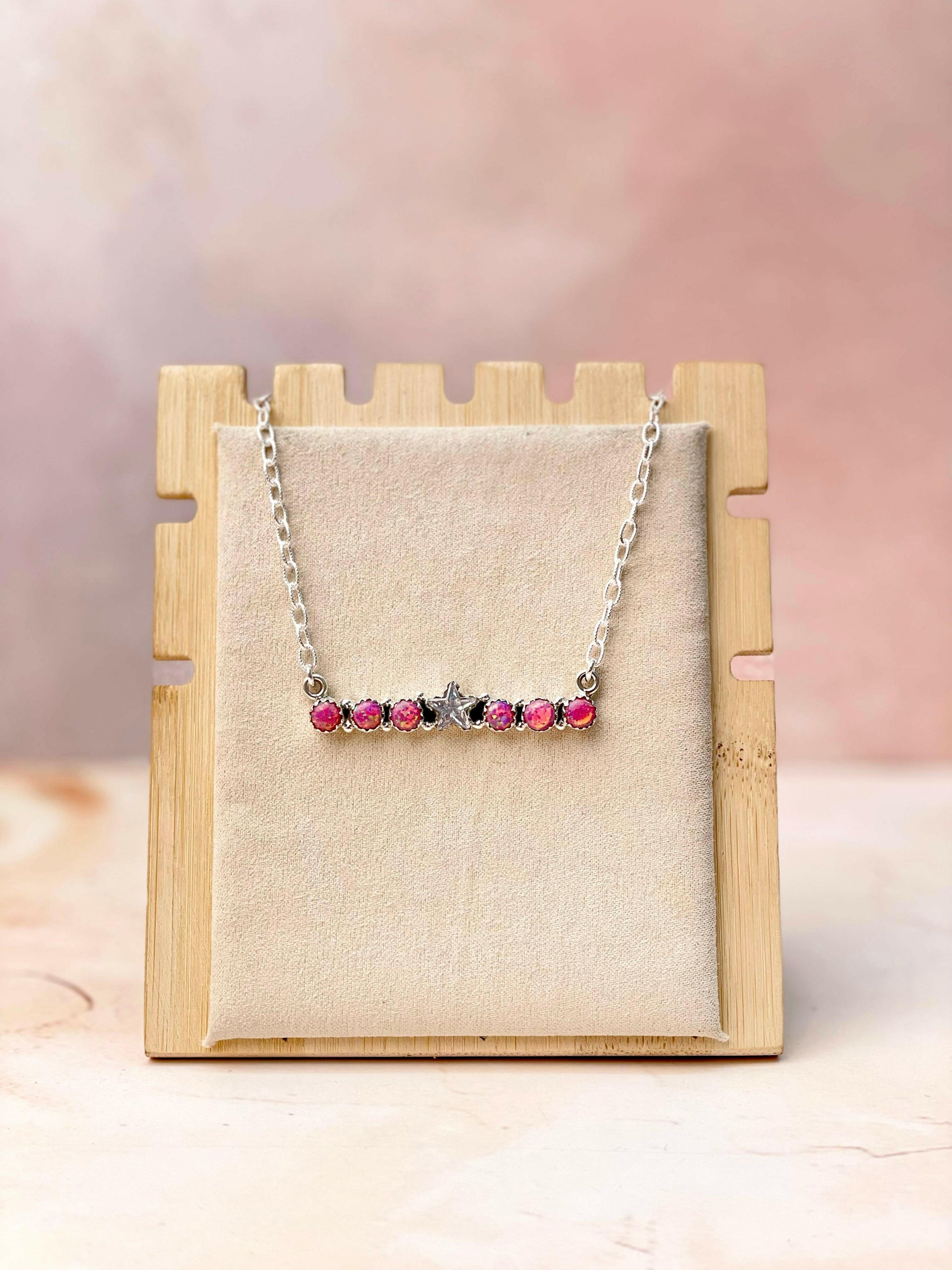 Star Bar Opals Chain Necklace-Necklaces-Krush Kandy, Women's Online Fashion Boutique Located in Phoenix, Arizona (Scottsdale Area)