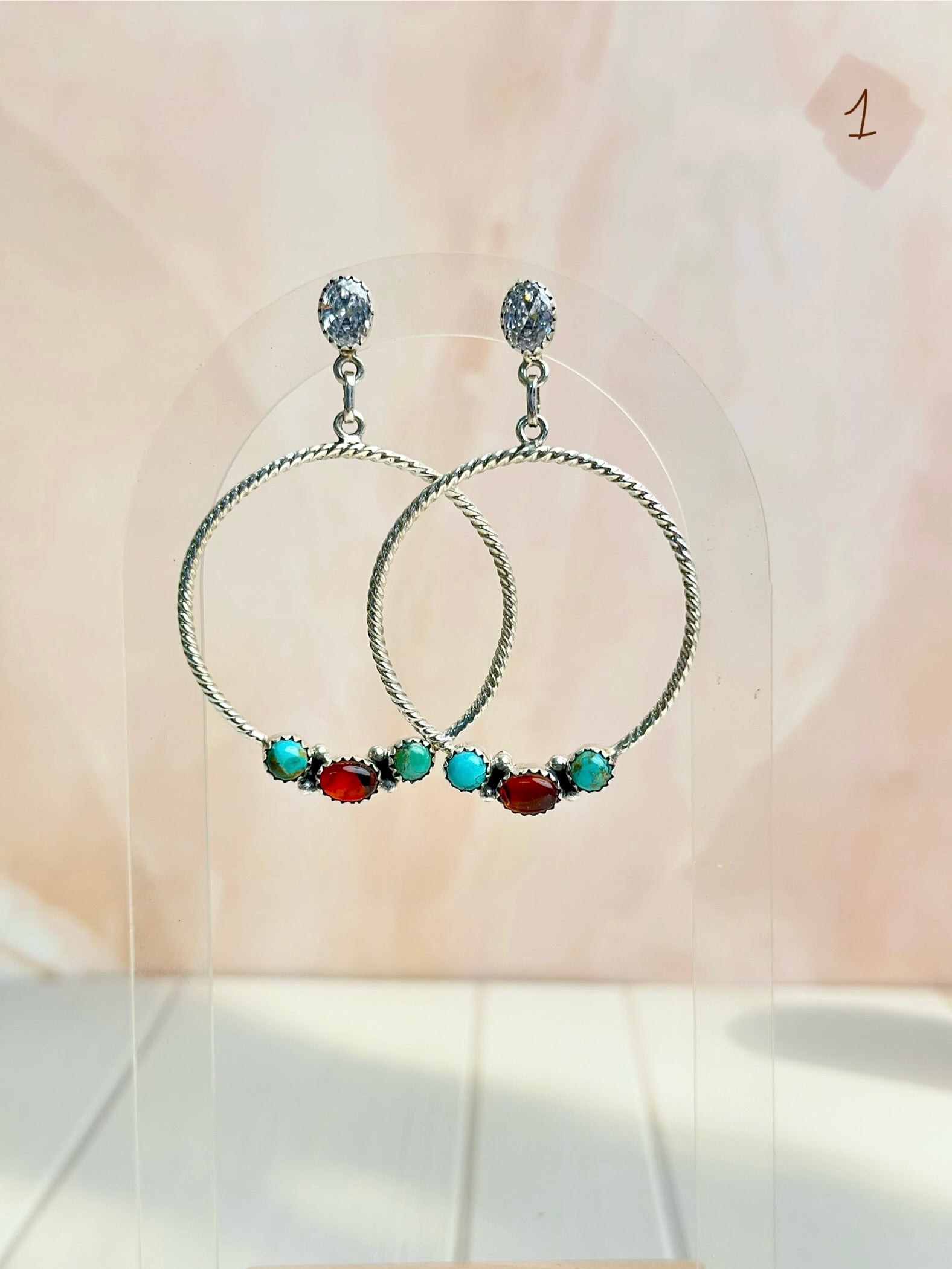 Amber, Turquoise &amp; Crystal Boho Hoops-Earrings-Krush Kandy, Women&#39;s Online Fashion Boutique Located in Phoenix, Arizona (Scottsdale Area)