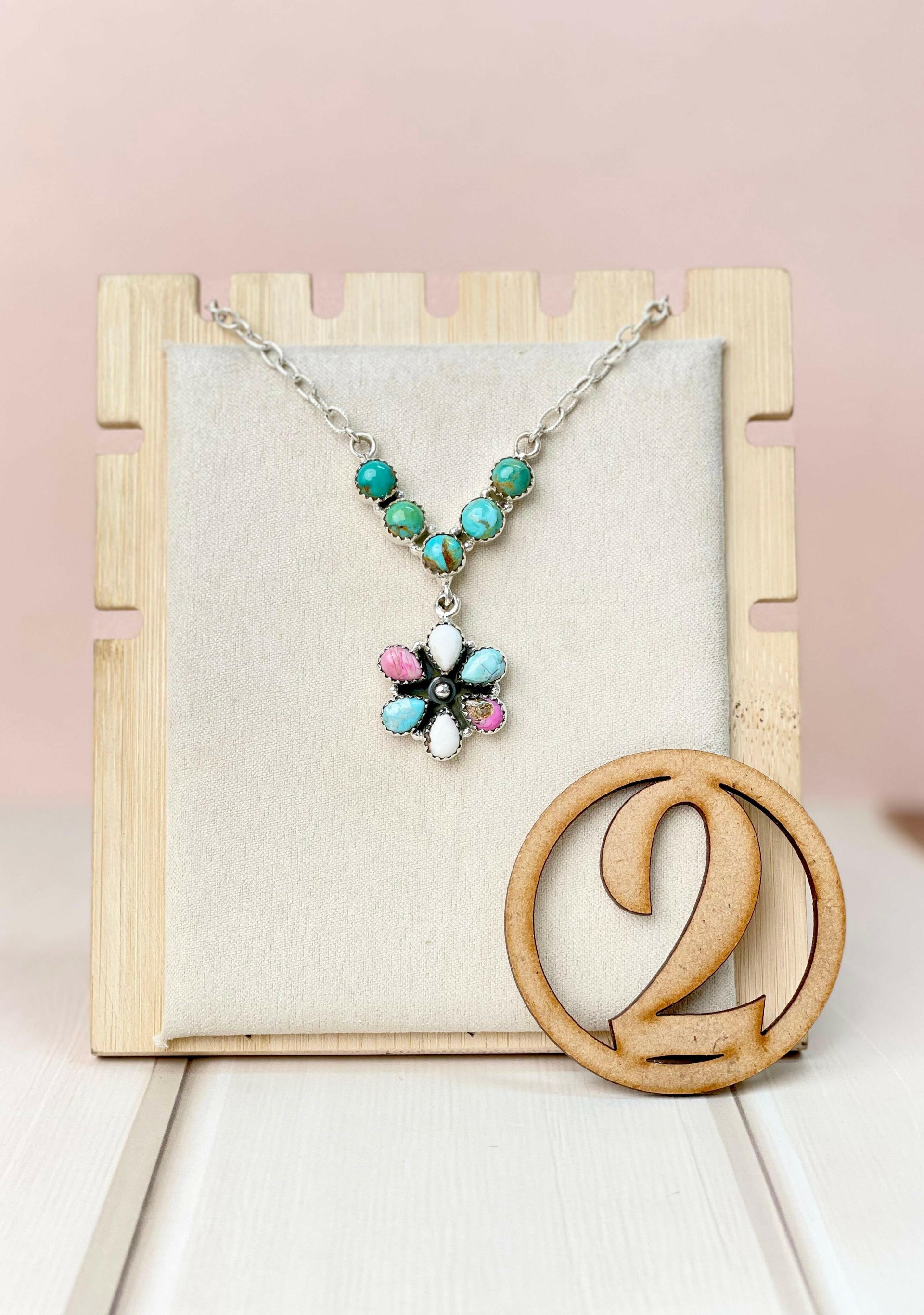 Cotton Candy Daisy Drop Necklace-Necklaces-Krush Kandy, Women's Online Fashion Boutique Located in Phoenix, Arizona (Scottsdale Area)