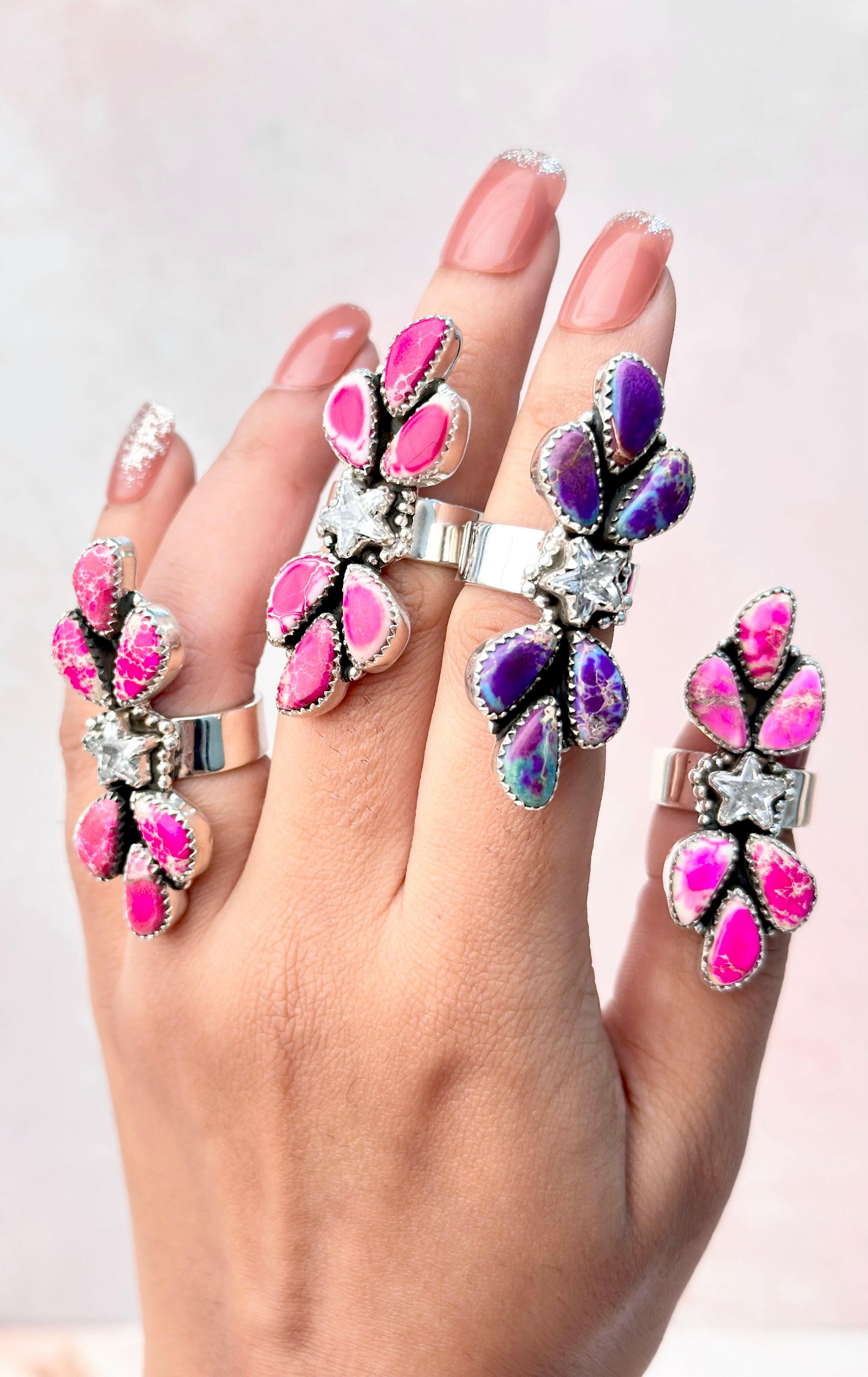 Desert Jasper Petal & Star Crawler Ring-Rings-Krush Kandy, Women's Online Fashion Boutique Located in Phoenix, Arizona (Scottsdale Area)