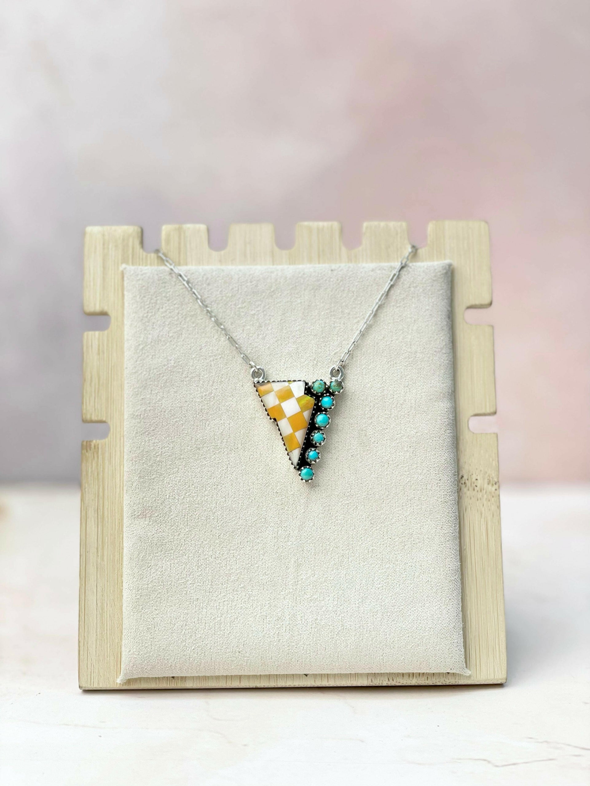 Orange Aurora Opal, MOP & Turquoise Kandy Bolt Necklace-Necklaces-Krush Kandy, Women's Online Fashion Boutique Located in Phoenix, Arizona (Scottsdale Area)
