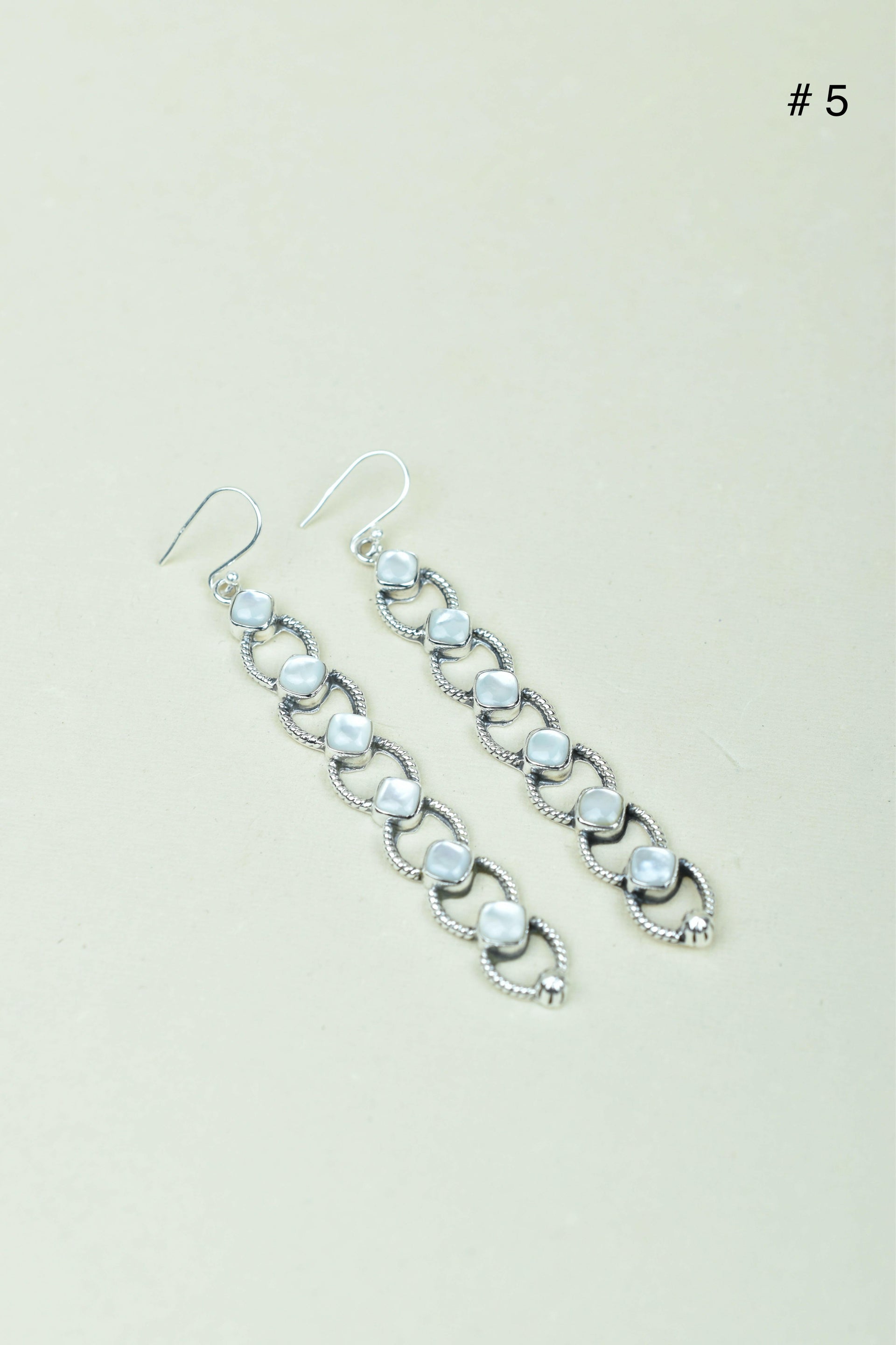 Sterling Silver Six Stone Cascading Earrings-Drop Earrings-Krush Kandy, Women's Online Fashion Boutique Located in Phoenix, Arizona (Scottsdale Area)