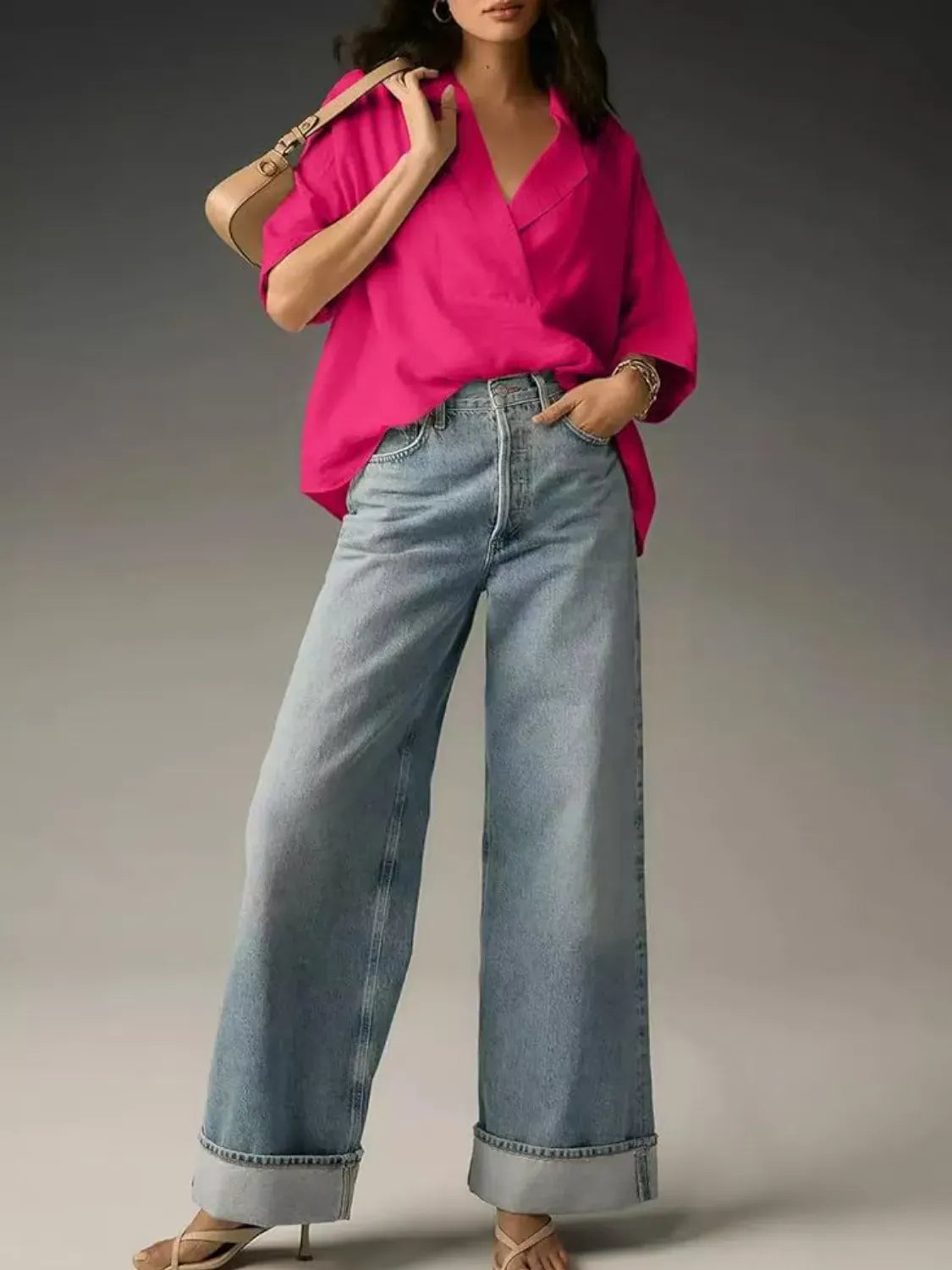 Collared Neck Half Sleeve Blouse-Krush Kandy, Women's Online Fashion Boutique Located in Phoenix, Arizona (Scottsdale Area)
