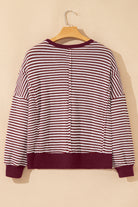 Cozy Red Stripe Colorblock Knit Pullover-Long Sleeve Tops-Krush Kandy, Women's Online Fashion Boutique Located in Phoenix, Arizona (Scottsdale Area)