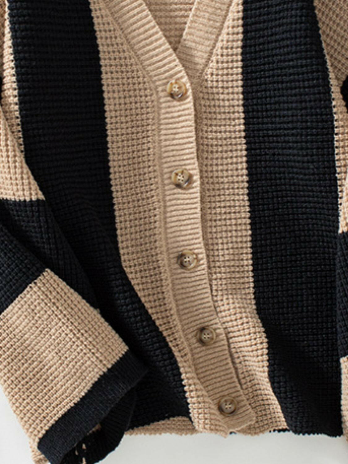 Waffle-Knit V-Neck Striped Long Sleeve Cardigan-Krush Kandy, Women's Online Fashion Boutique Located in Phoenix, Arizona (Scottsdale Area)