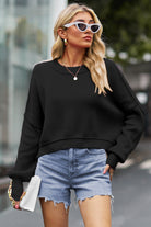 Round Neck Drop Shoulder Long Sleeve Sweater-Krush Kandy, Women's Online Fashion Boutique Located in Phoenix, Arizona (Scottsdale Area)