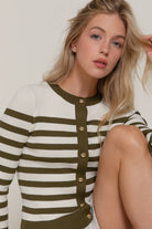 Long Sleeve Crew Neck Stripe Sweater Cardigan-Cardigan-Krush Kandy, Women's Online Fashion Boutique Located in Phoenix, Arizona (Scottsdale Area)