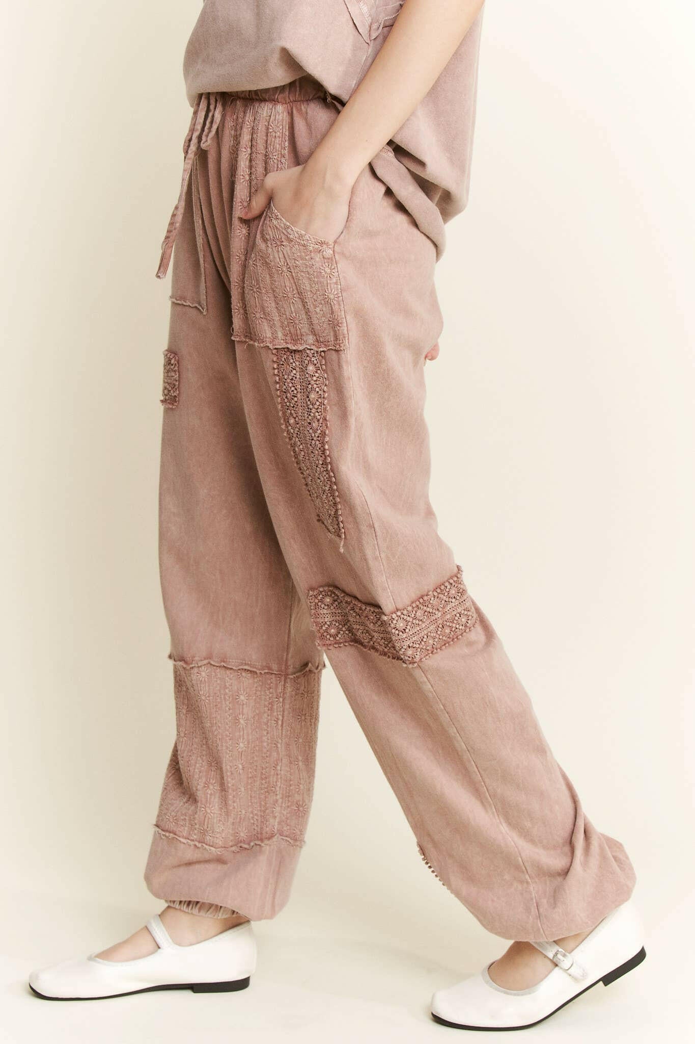 MineralWash Eyelet detailed Boho Joggers-Krush Kandy, Women's Online Fashion Boutique Located in Phoenix, Arizona (Scottsdale Area)