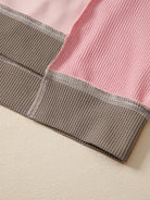 Color Block Mix Texture Waffle Patchwork Oversize Sweatshirt-Sweater-Krush Kandy, Women's Online Fashion Boutique Located in Phoenix, Arizona (Scottsdale Area)