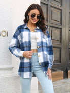 Plaid Button Up Collared Neck Long Sleeve Shirt-Long Sleeve Tops-Krush Kandy, Women's Online Fashion Boutique Located in Phoenix, Arizona (Scottsdale Area)