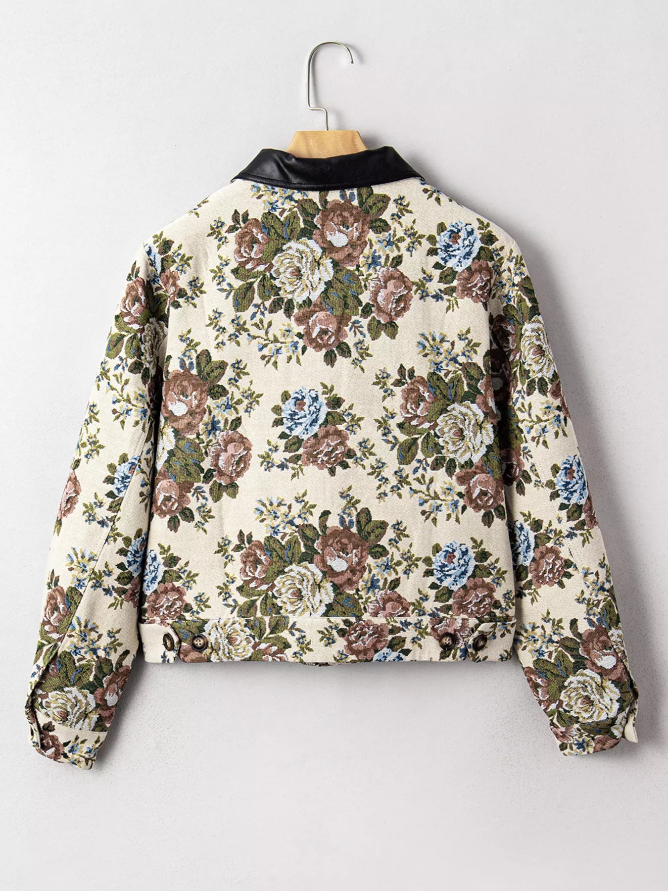 Floral Print Zip Up Contrast Collared Jacket-Jacket-Krush Kandy, Women's Online Fashion Boutique Located in Phoenix, Arizona (Scottsdale Area)