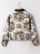 Floral Print Zip Up Contrast Collared Jacket-Jacket-Krush Kandy, Women's Online Fashion Boutique Located in Phoenix, Arizona (Scottsdale Area)