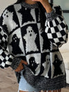 Checkered Ghost Knit Sweater-Sweaters-Krush Kandy, Women's Online Fashion Boutique Located in Phoenix, Arizona (Scottsdale Area)