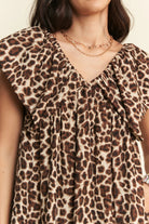 Davi & Dani Animal Printed Velvet Ribbon Mini Dress-Dresses-Krush Kandy, Women's Online Fashion Boutique Located in Phoenix, Arizona (Scottsdale Area)